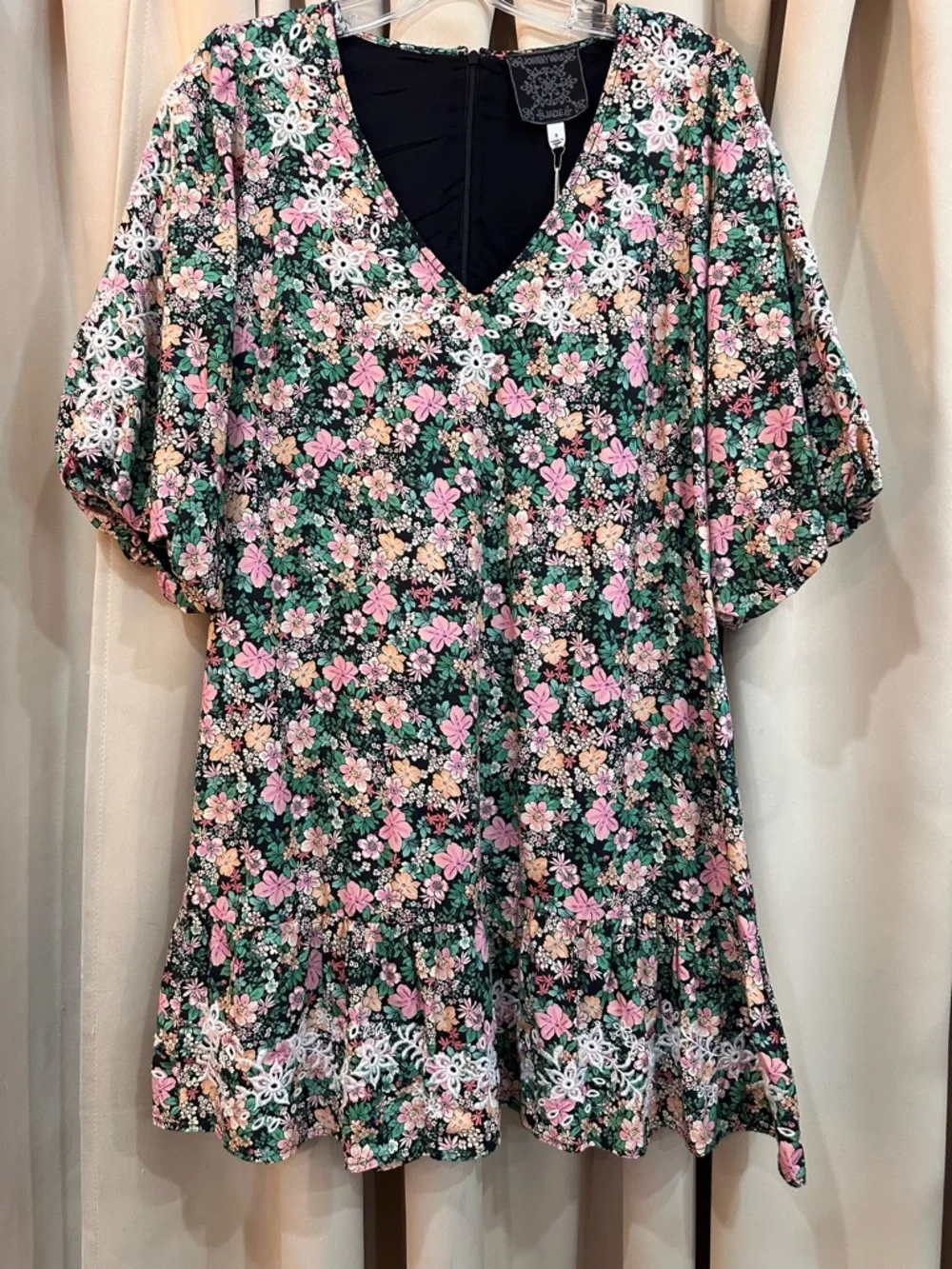 NWT Johnny Was Floral V-Neck Tunic Dress in Pink & Green size S - Picture 3 of 7